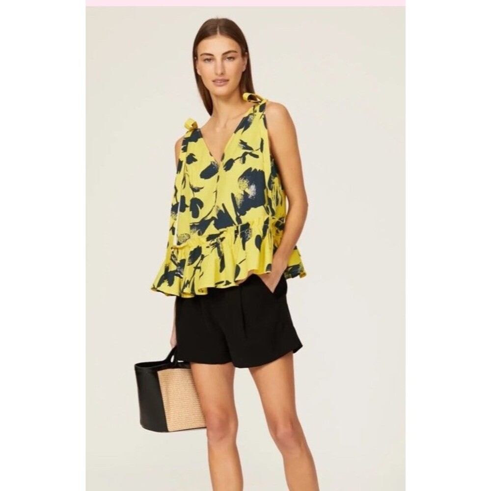 Jason Wu Collection Floral Tiered Blouse 100% Cotton Sz 4